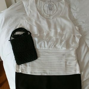 White House Black Market Cream Ruffle Top